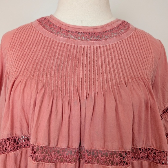 Free With Purchase Wilfred Blouse Coral Pleated Short Sleeve - Picture 8 of 10
